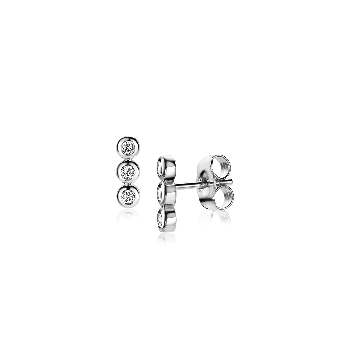 ZINZI Sterling Silver Stud Earrings 3x Round White ZIO1443