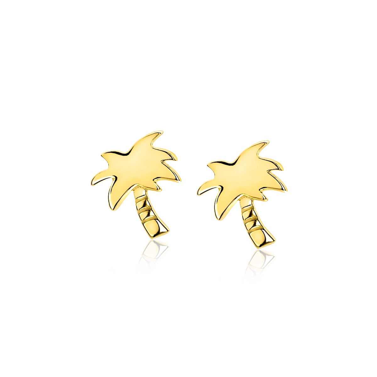 8mm ZINZI Gold Plated Sterling Silver Stud Earrings Palm Tree ZIO1679G