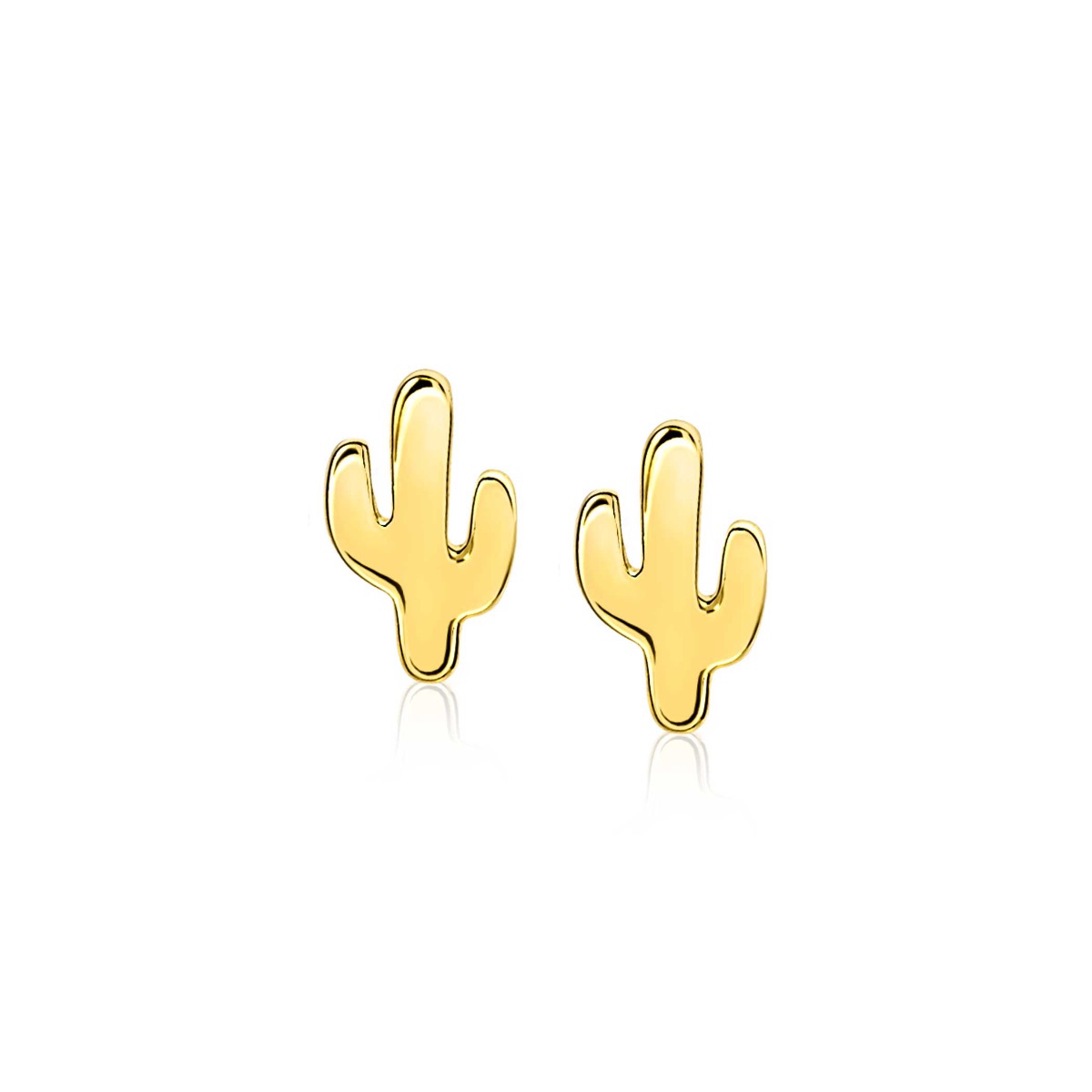 8mm ZINZI Gold Plated Sterling Silver Stud Earrings Cactus ZIO1680G
