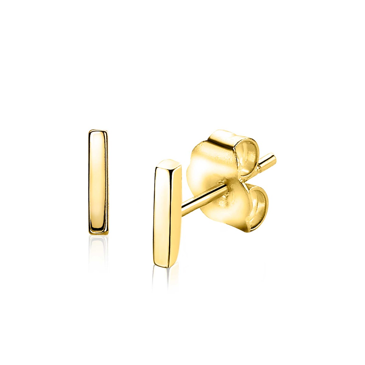 8mm ZINZI Gold Plated Sterling Silver Stud Earrings Bar ZIO1689G