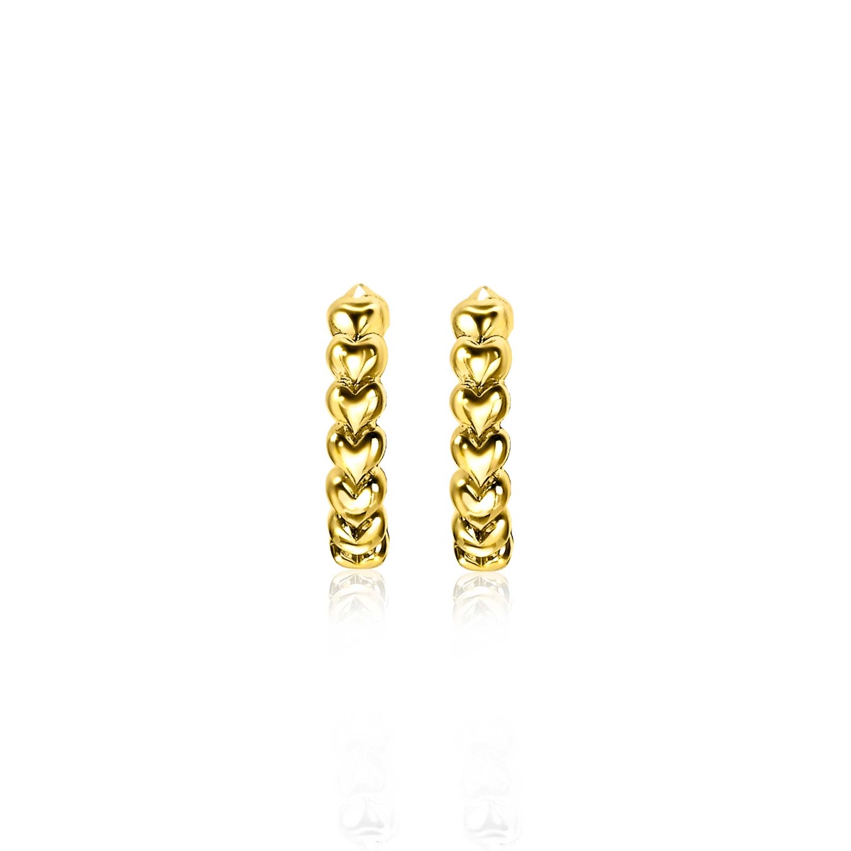 15mm ZINZI Gold Plated Sterling Silver Hoop Earrings Hearts 15x3mm ZIO1798G