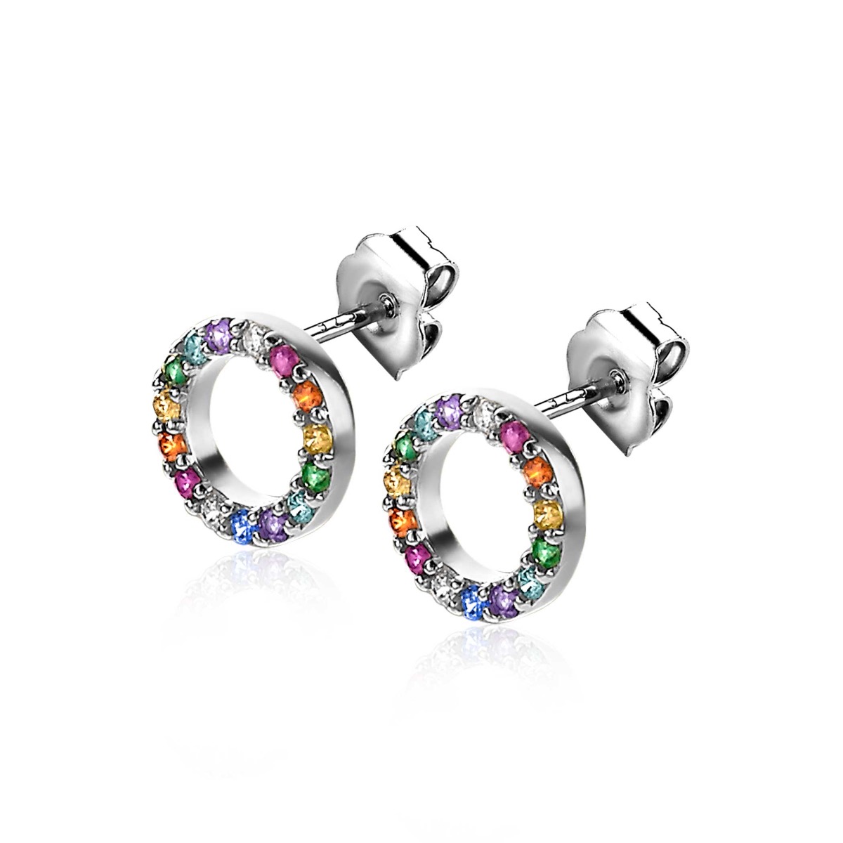 8mm ZINZI Sterling Silver Stud Earrings Rainbow ZIO2170