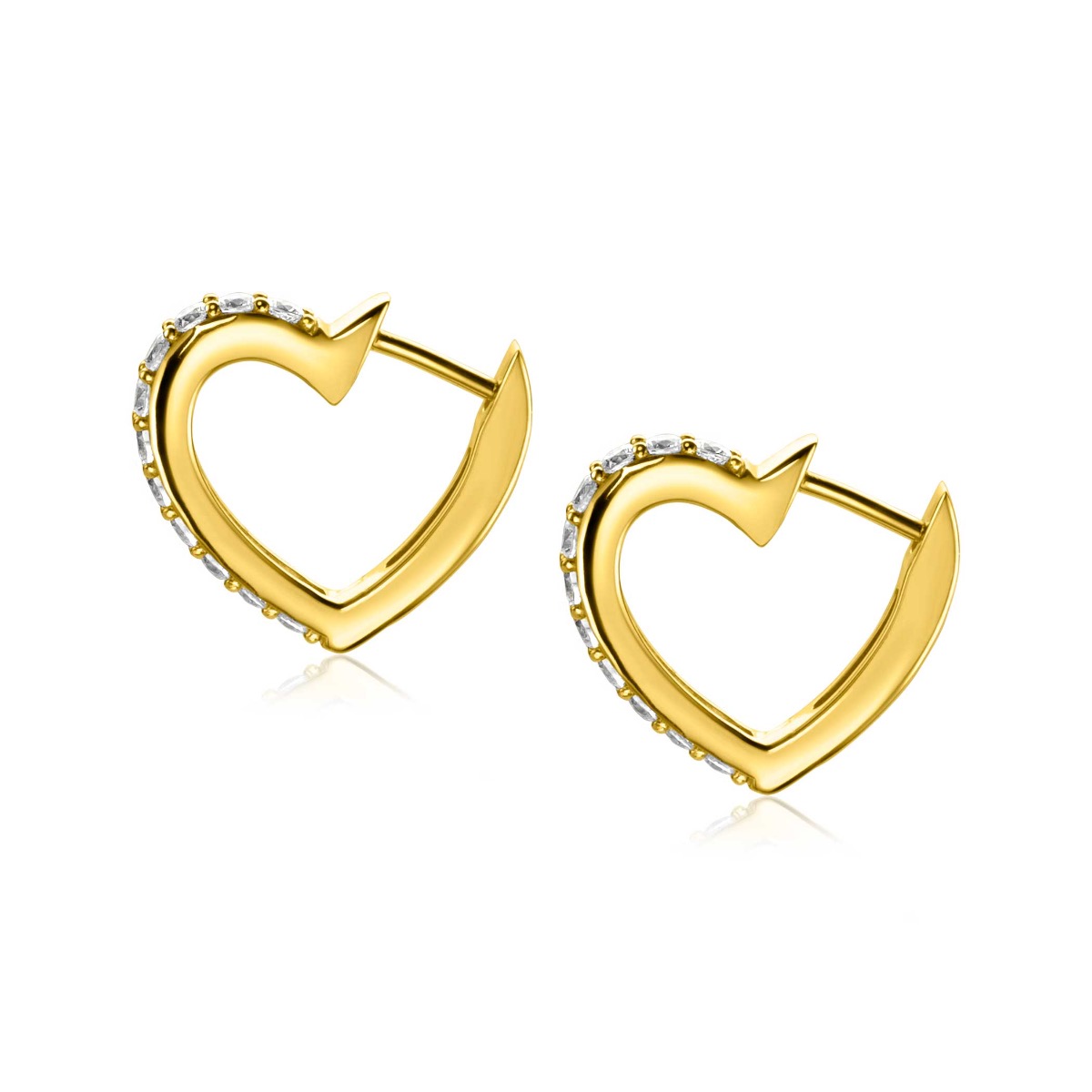 18mm ZINZI Gold Plated Sterling Silver Hoop Earrings Heart White Zirconias ZIO2195Y