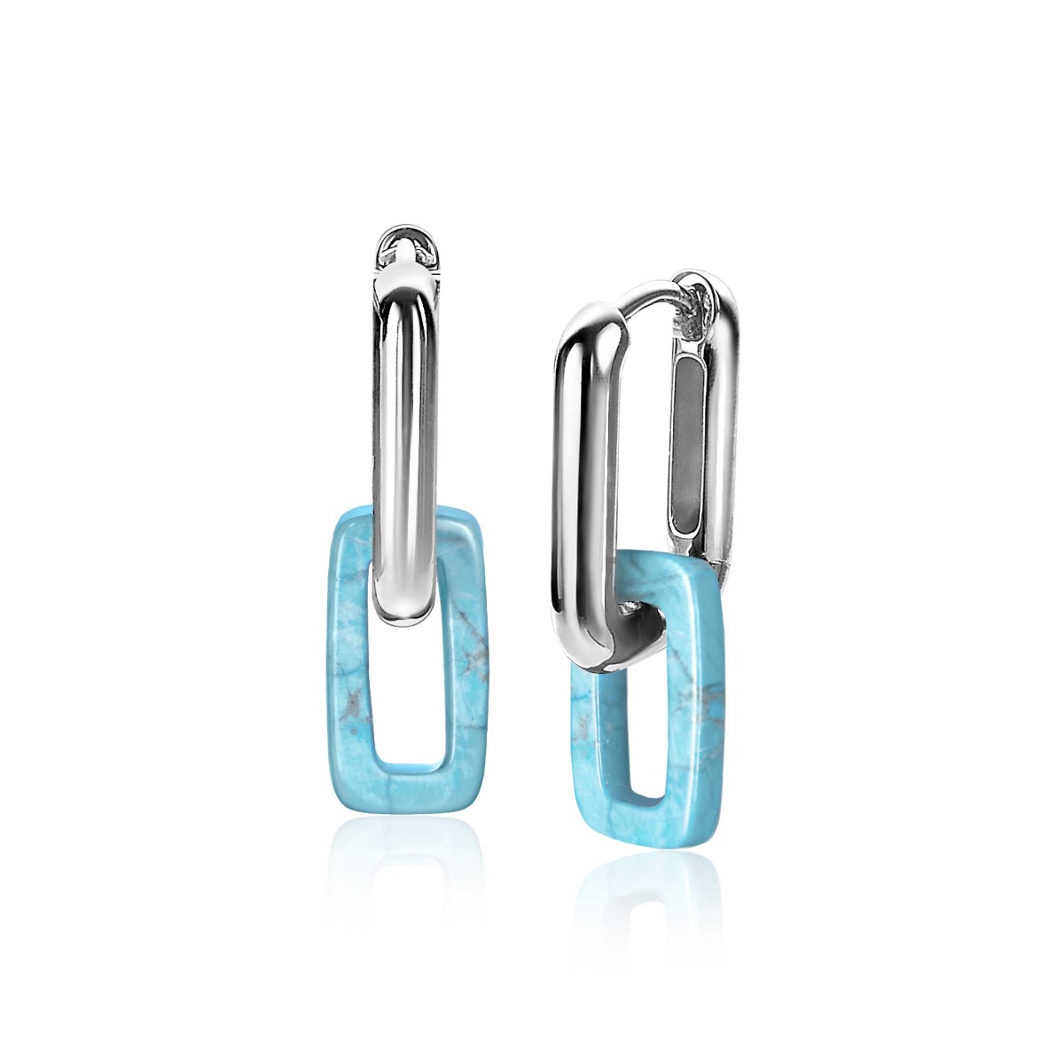 16mm ZINZI Earrings Pendants Rectangle in Turquoise Howlite ZICH2228 (excl. hoop earrings)