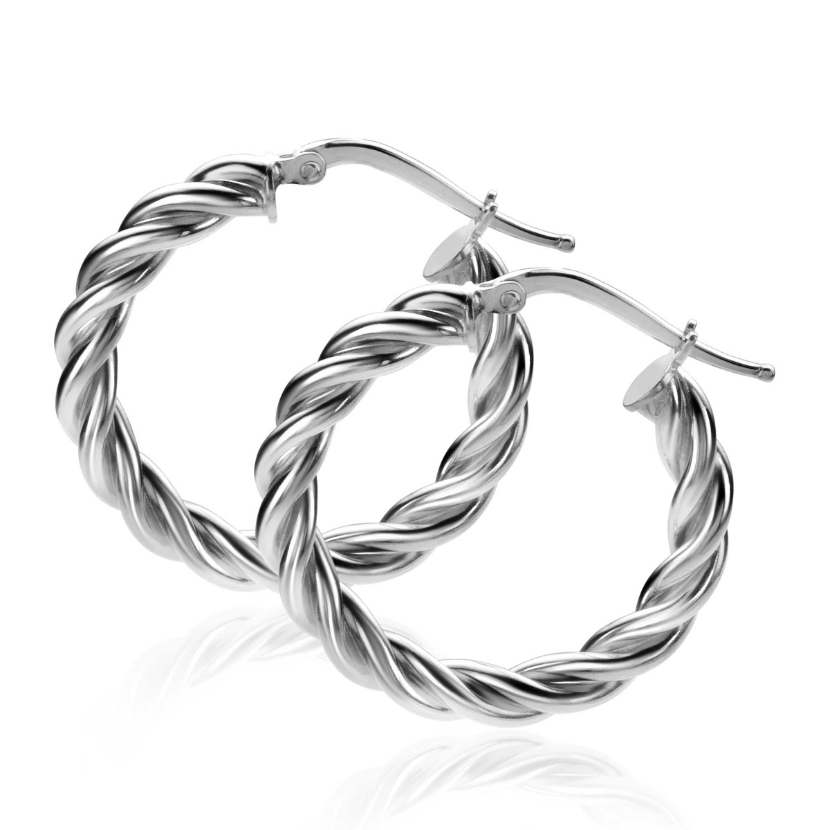 26mm ZINZI Sterling Silver Hoop Earrings with Twisted Tube width 4mm ZIO2281