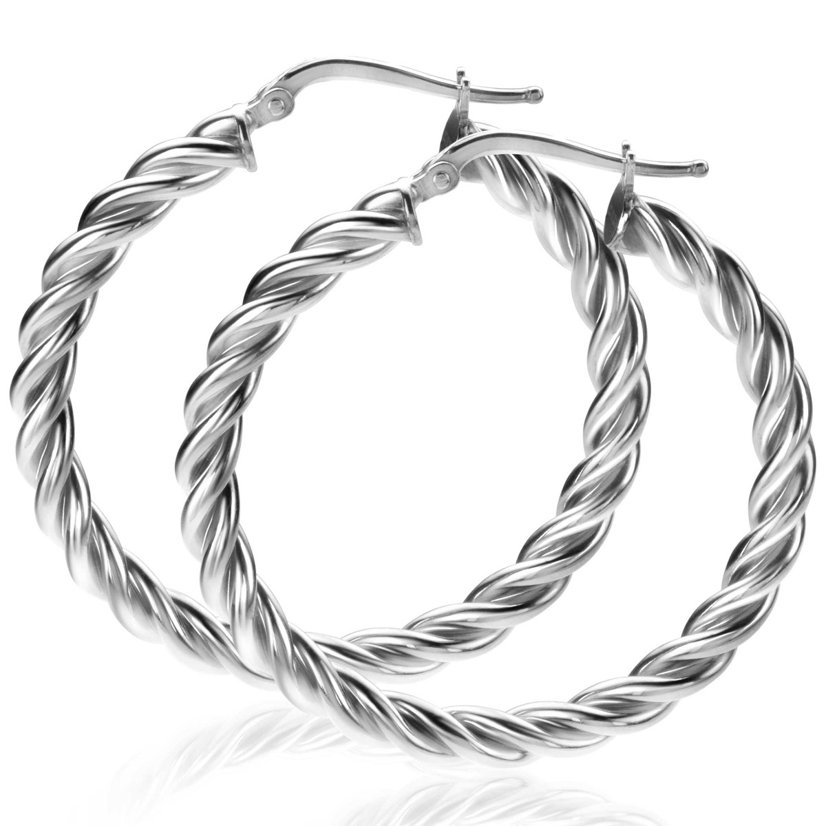 37mm ZINZI Sterling Silver Hoop Earrings with Twisted Tube width 4mm ZIO2282