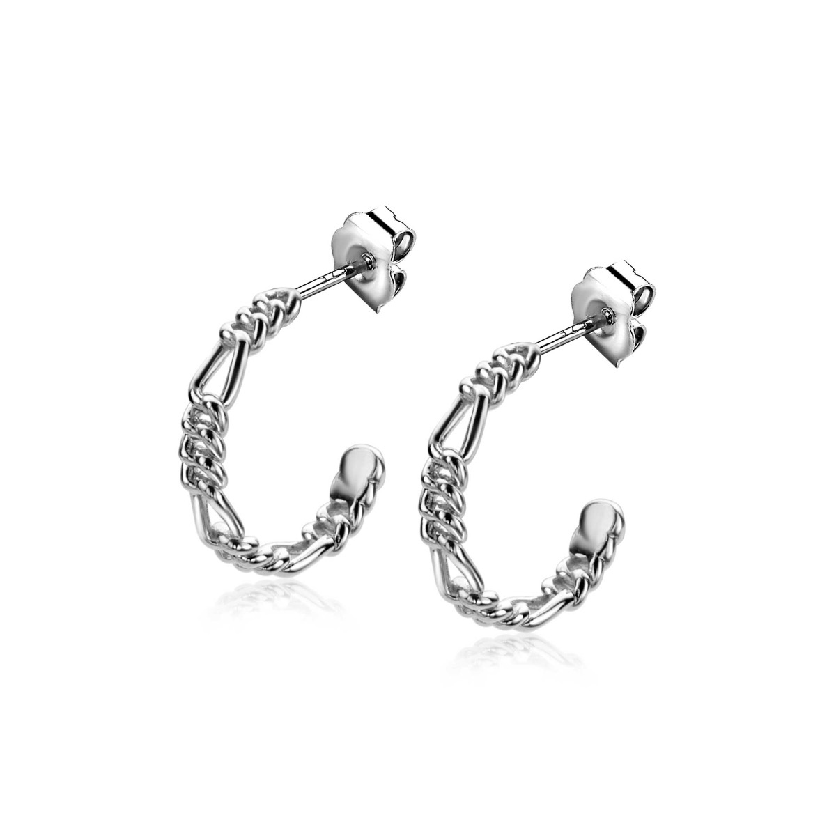 17mm ZINZI Sterling Silver Earrings with Figaro Chain 17x3mm ZIO2291