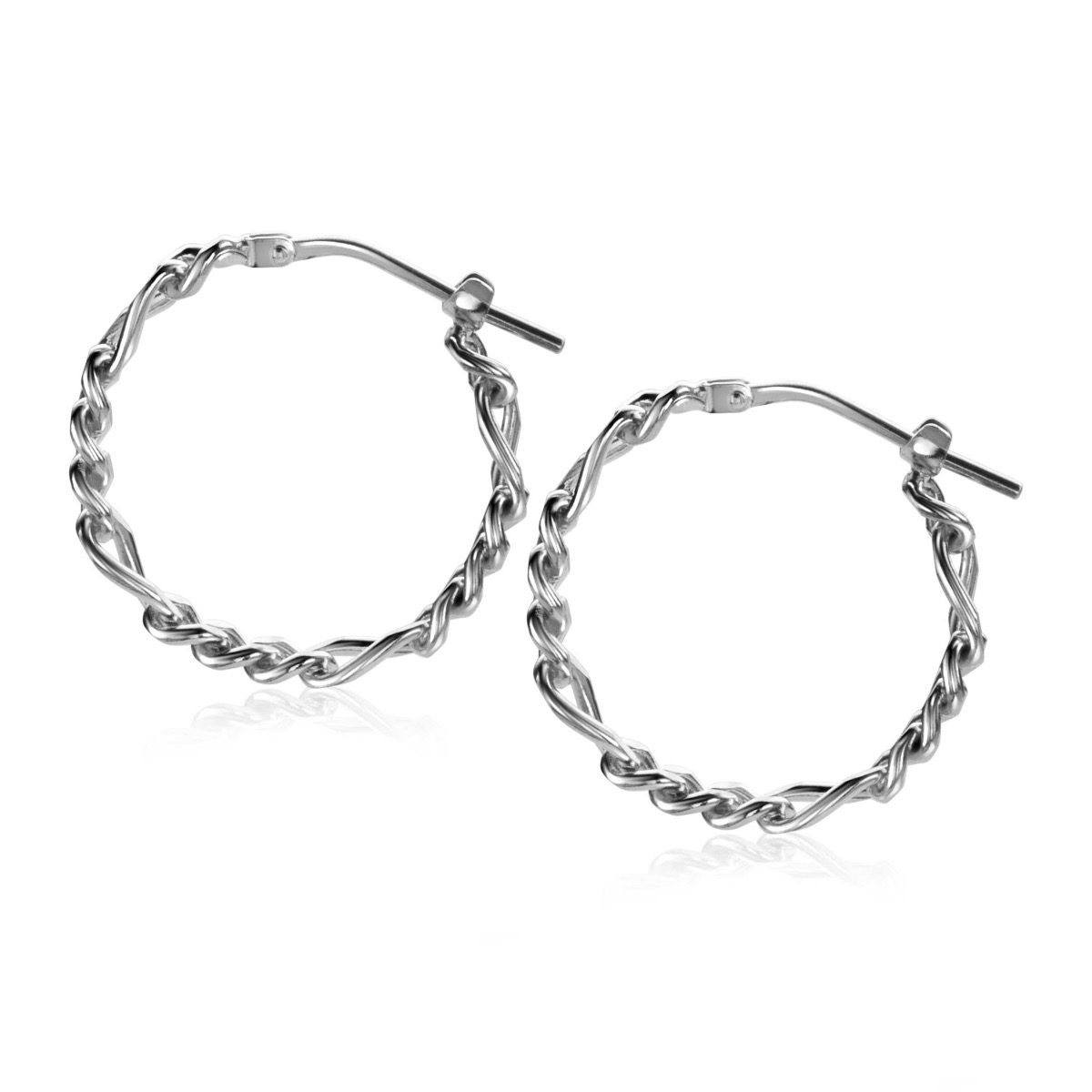 23mm ZINZI Sterling Silver Hoop Earrings with Figaro Chain 23x4mm ZIO2291CR