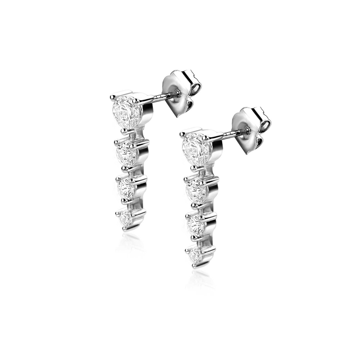 16mm ZINZI Sterling Silver Stud Earrings with 4 Round Zirconias ZIO2328