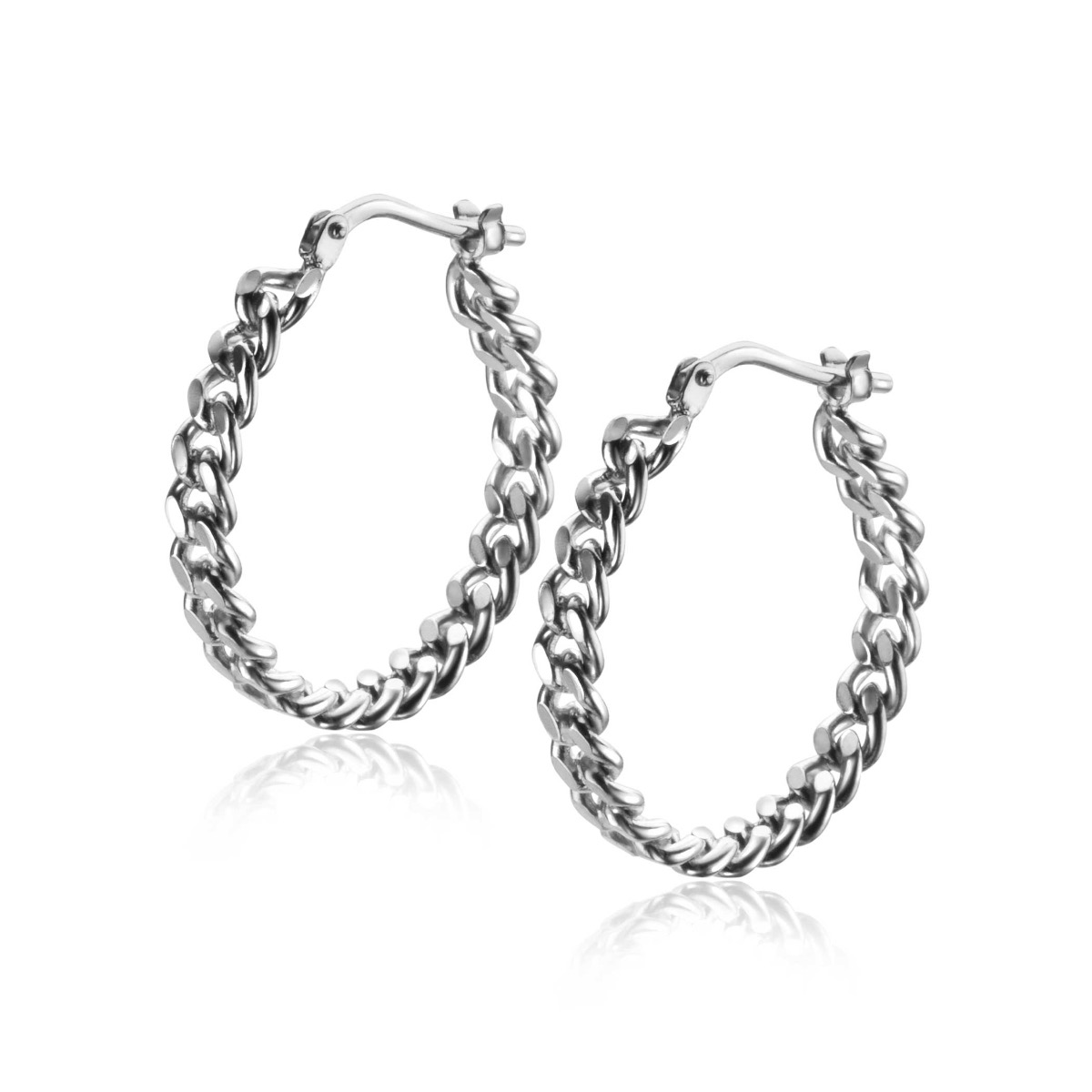23mm ZINZI Sterling Silver Hoop Earrings with Curb Chain width 3,5mm ZIO2334