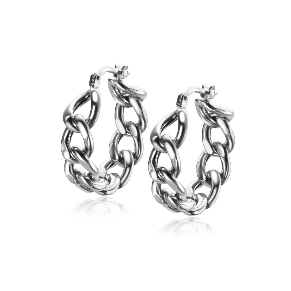 23mm ZINZI Sterling Silver Hoop Earrings with Curb Chain width 6mm ZIO2335