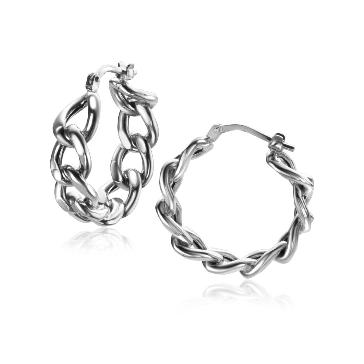 23mm ZINZI Sterling Silver Hoop Earrings with Curb Chain width 6mm ZIO2335