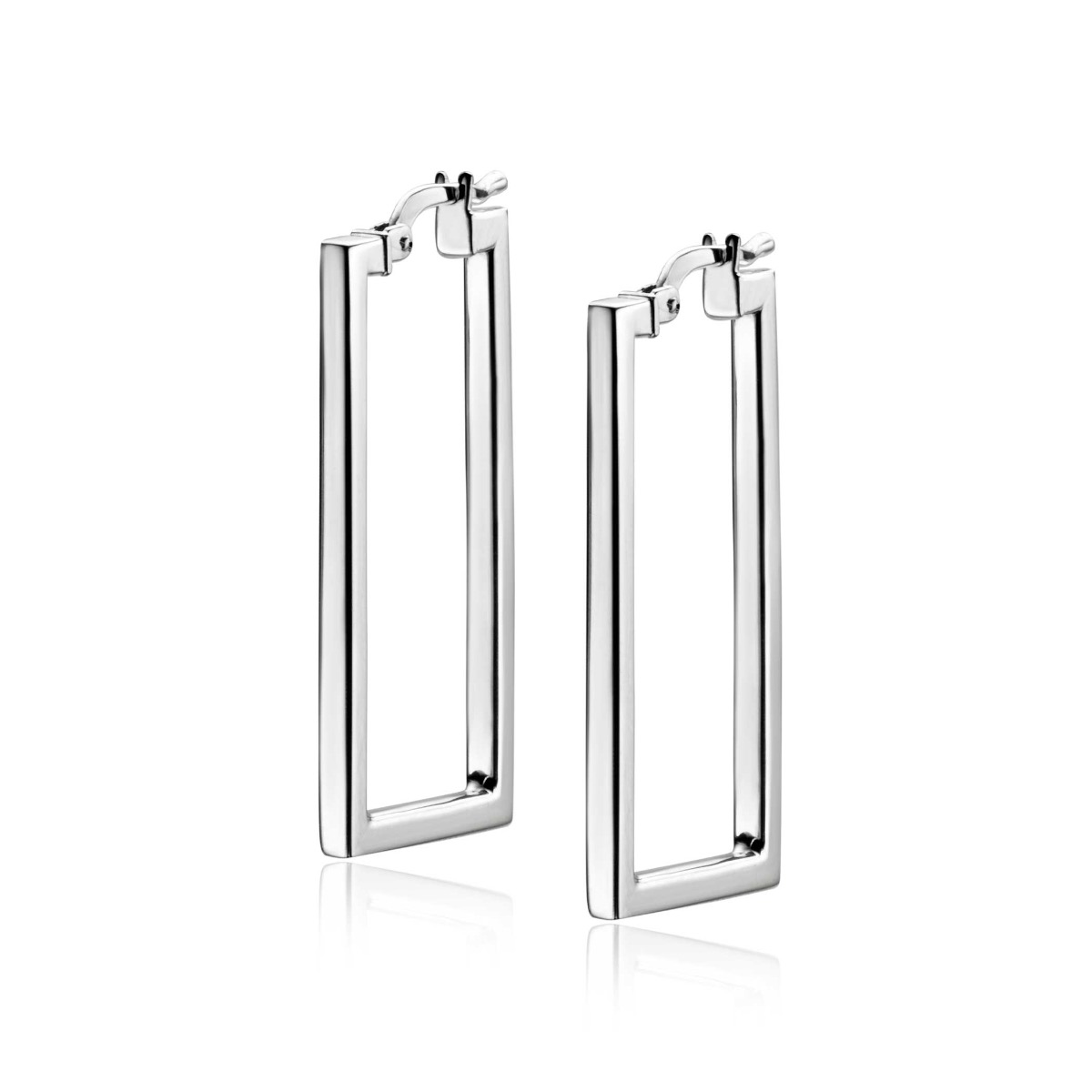 30mm ZINZI Sterling Silver Trendy Hoop Earrings Rectangular Shape width tube 2mm ZIO2337