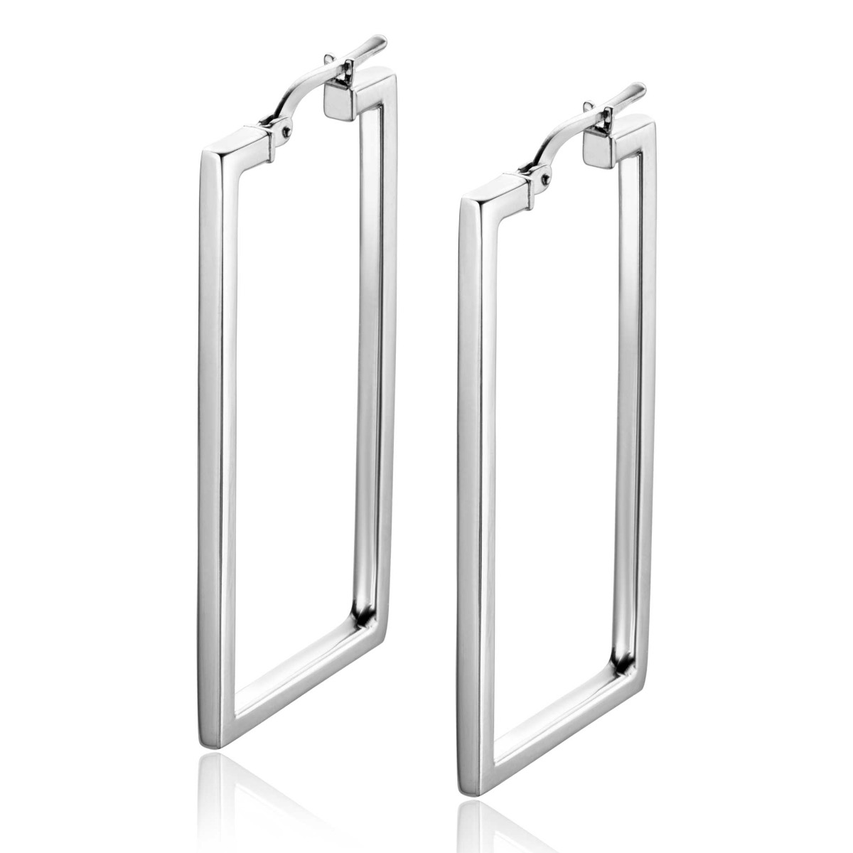 40mm ZINZI Sterling Silver Trendy Hoop Earrings Rectangular Shape width tube 2mm ZIO2337L