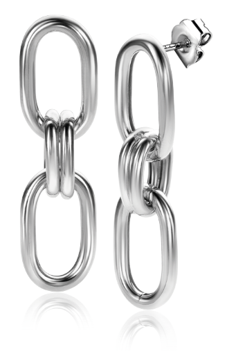 50mm ZINZI Sterling Silver Long Oval Earrings with Trendy Paperclip Chain ZIO2350