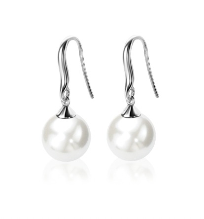 ZINZI Sterling Silver Drop Earrings Pearl White ZIO266