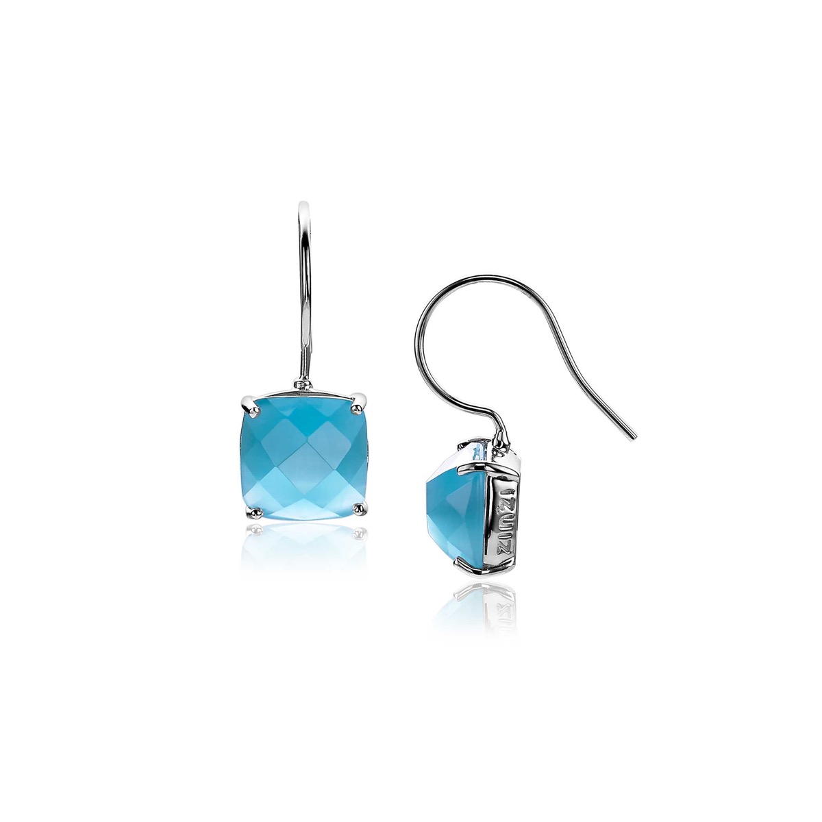 24mm ZINZI Sterling Silver Drop Earrings Square Turquoise ZIO623T