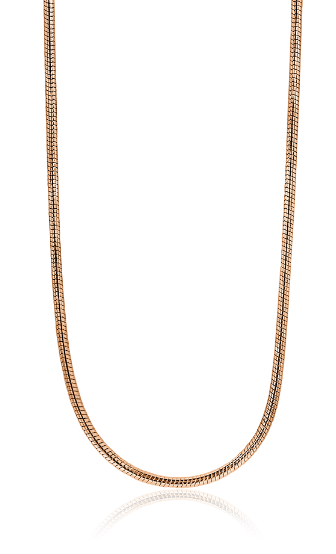 ZINZI Rose Gold Plated Sterling Silver Snake Necklace 1mm width 45cm ZISL45R