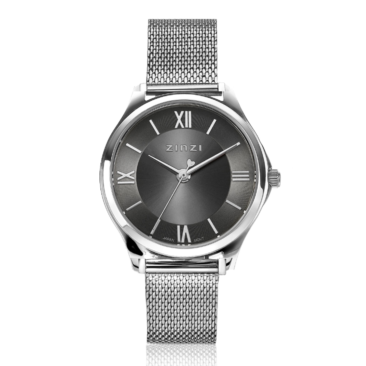 ZINZI Classy Mini Watch 30mm Grey Dial Stainless Steel Case and Mesh Strap ZIW1224M